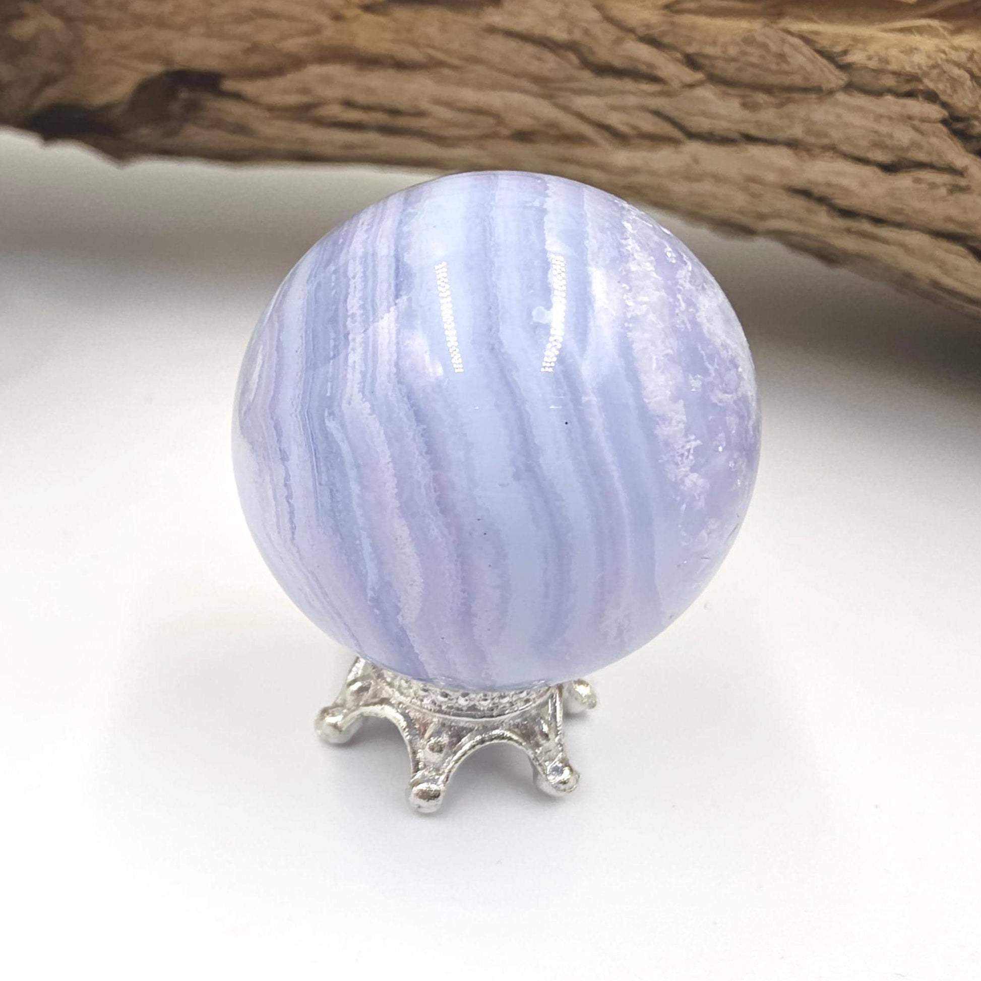 High Grade Blue Lace Agate Sphere – Calm Communication, Emotional Peace & Soothing Energy Crystal, 29mm