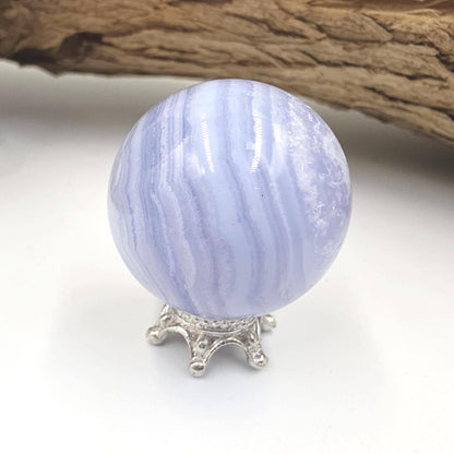 High Grade Blue Lace Agate Sphere – Calm Communication, Emotional Peace & Soothing Energy Crystal, 29mm