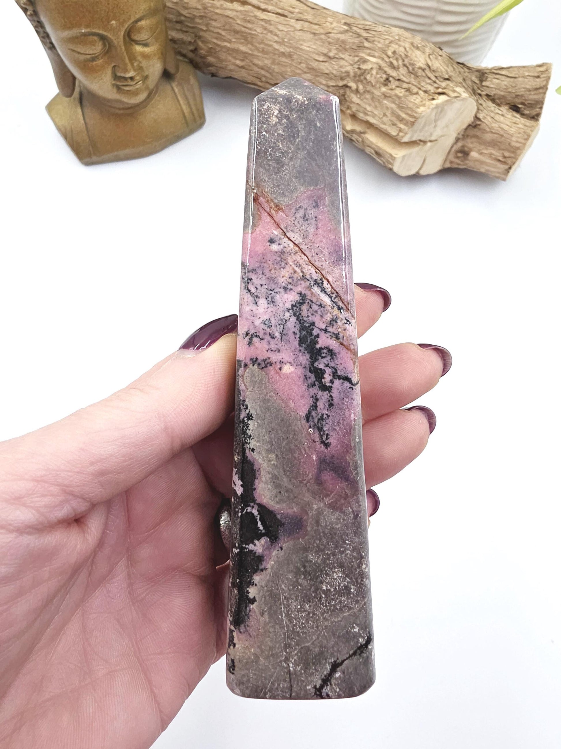 Rhodonite Tower – Emotional Healing, Compassion & Heart Strength Crystal, 380g