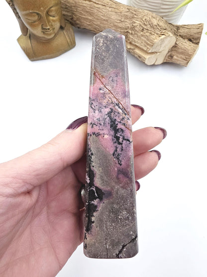 Rhodonite Tower – Emotional Healing, Compassion & Heart Strength Crystal, 380g