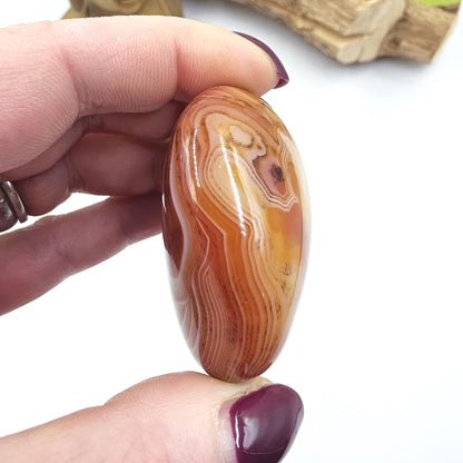 Carnelian Palm Stone - Vitality & Creative Healing Crystal - 80g