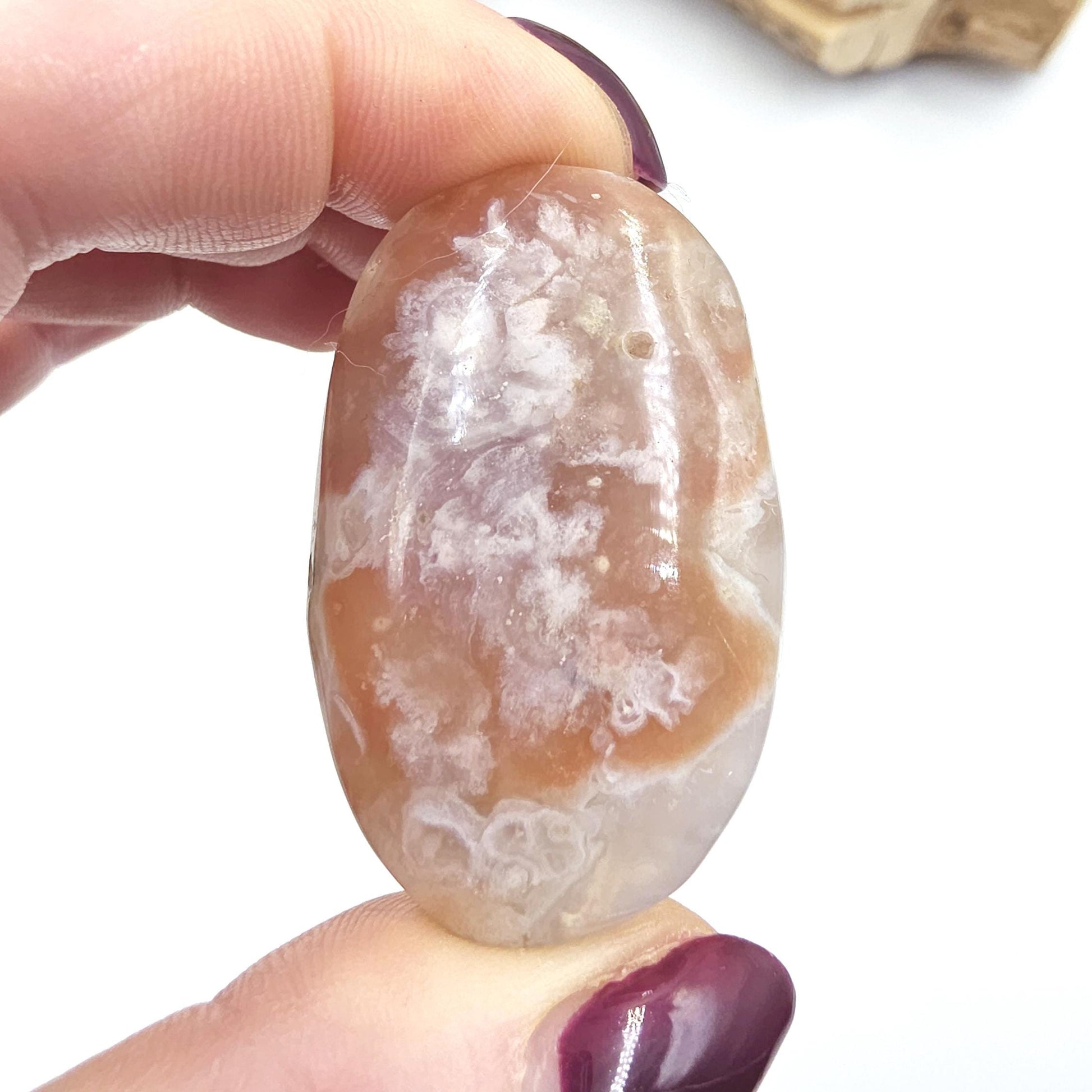 Flower Agate (Sakura) Palm Stone - Growth, Creativity & Emotional Healing Crystal, 35g