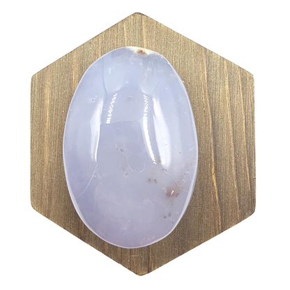 Blue Chalcedony Palm Stone - Calming & Communication Healing Crystal, 95g