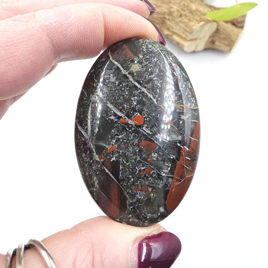 African Bloodstone Palm Stone – Courage, Strength & Vitality Healing Crystal, 65g