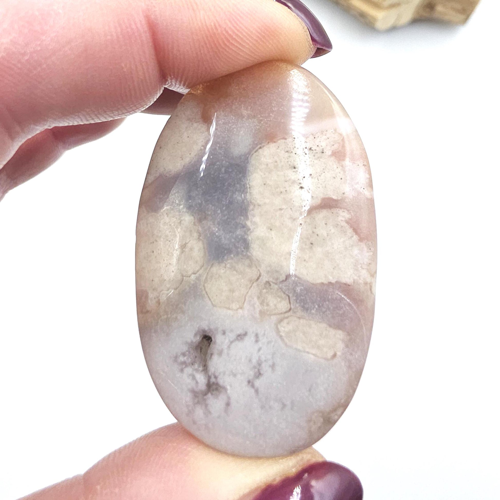 Little Flower Agate (Sakura) Palm Stone - Growth, Creativity & Emotional Healing Crystal, 25g
