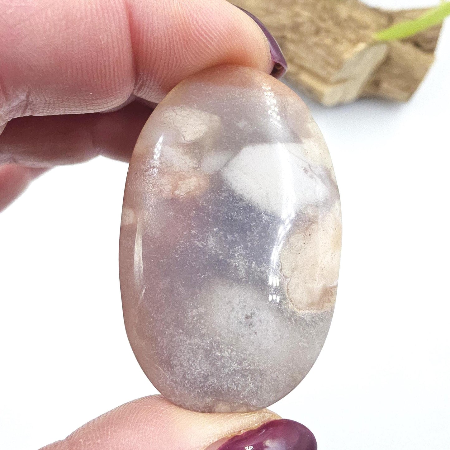 Little Flower Agate (Sakura) Palm Stone - Growth, Creativity & Emotional Healing Crystal, 25g
