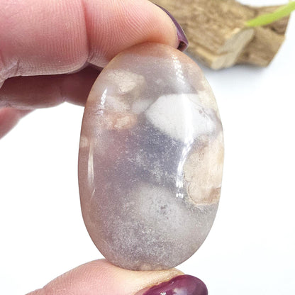 Little Flower Agate (Sakura) Palm Stone - Growth, Creativity & Emotional Healing Crystal, 25g