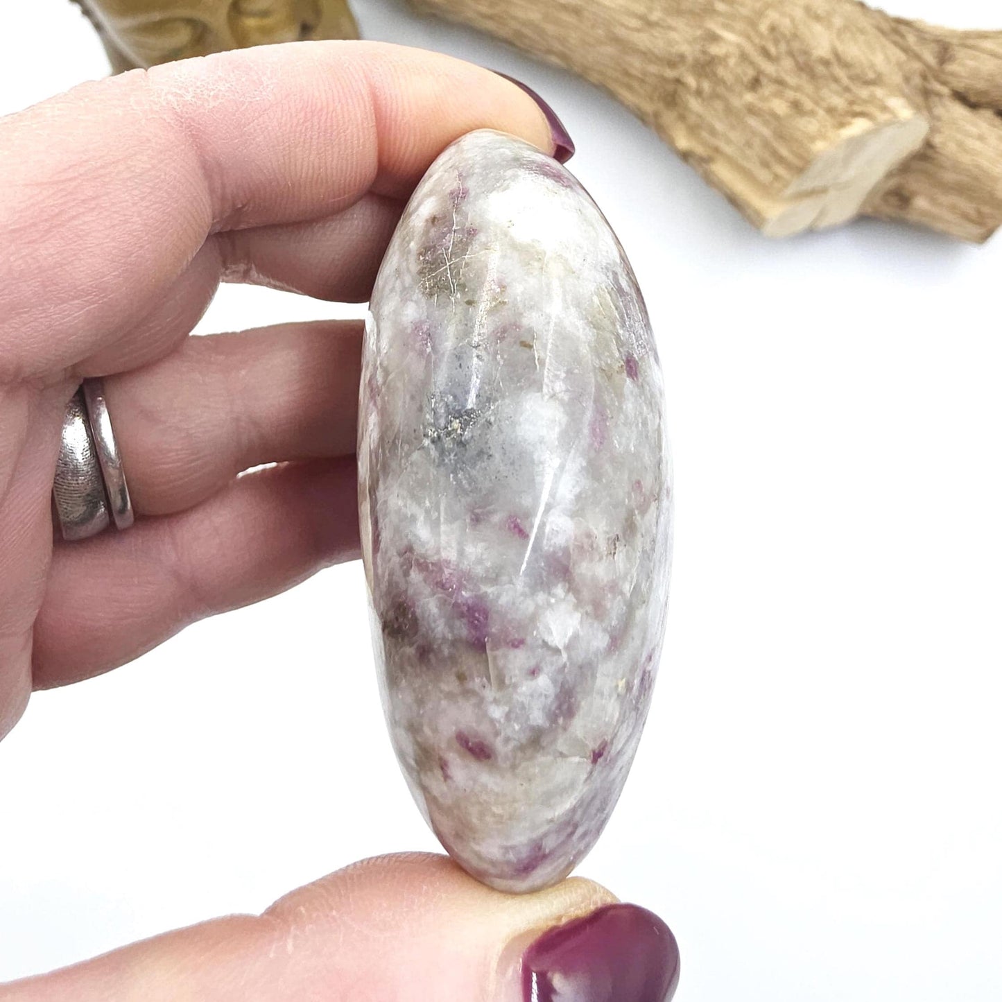 Plum Tourmaline Palm Stone – Love, Compassion & Emotional Healing Crystal, 115g