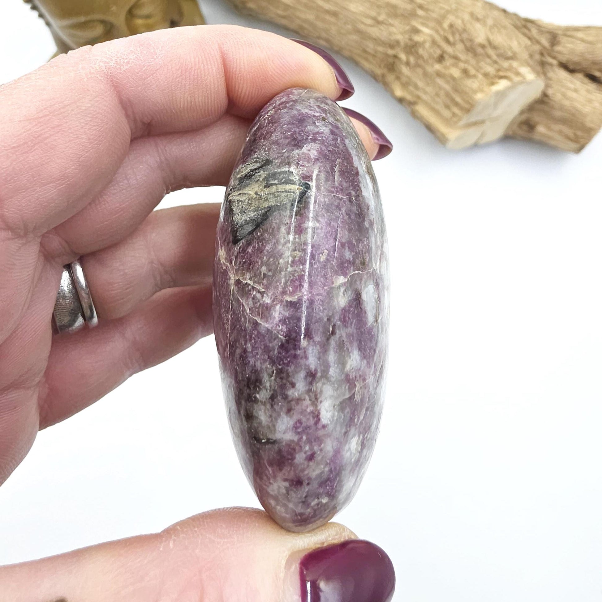 Plum Tourmaline Palm Stone – Love, Compassion & Emotional Healing Crystal, 115g