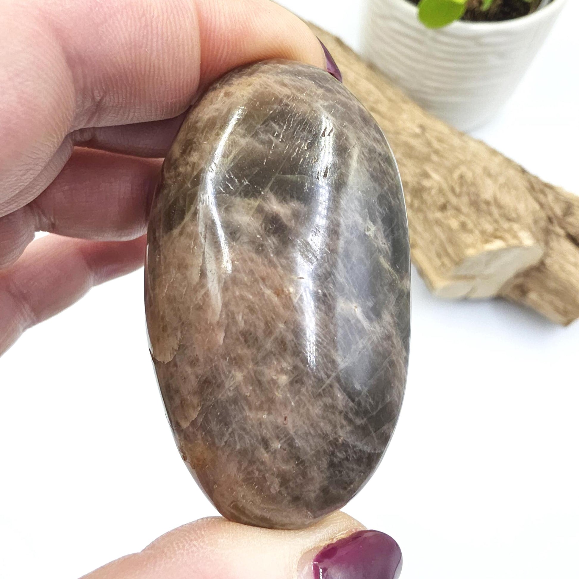 Black Moonstone Palm Stone – Intuition, Emotional Balance & Protective Grounding Crystal, 75g