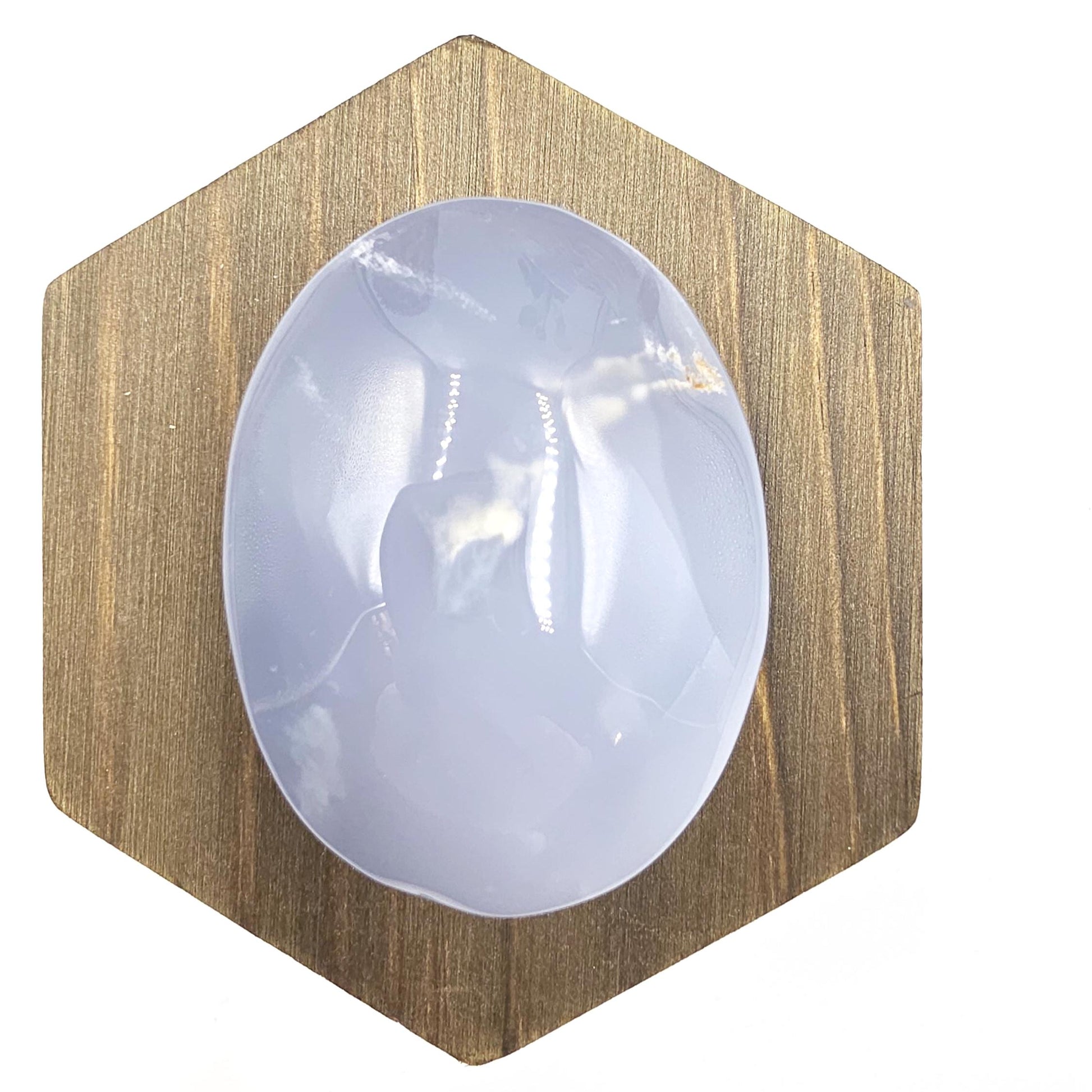 Blue Chalcedony Palm Stone - Calming & Communication Healing Crystal, 85g