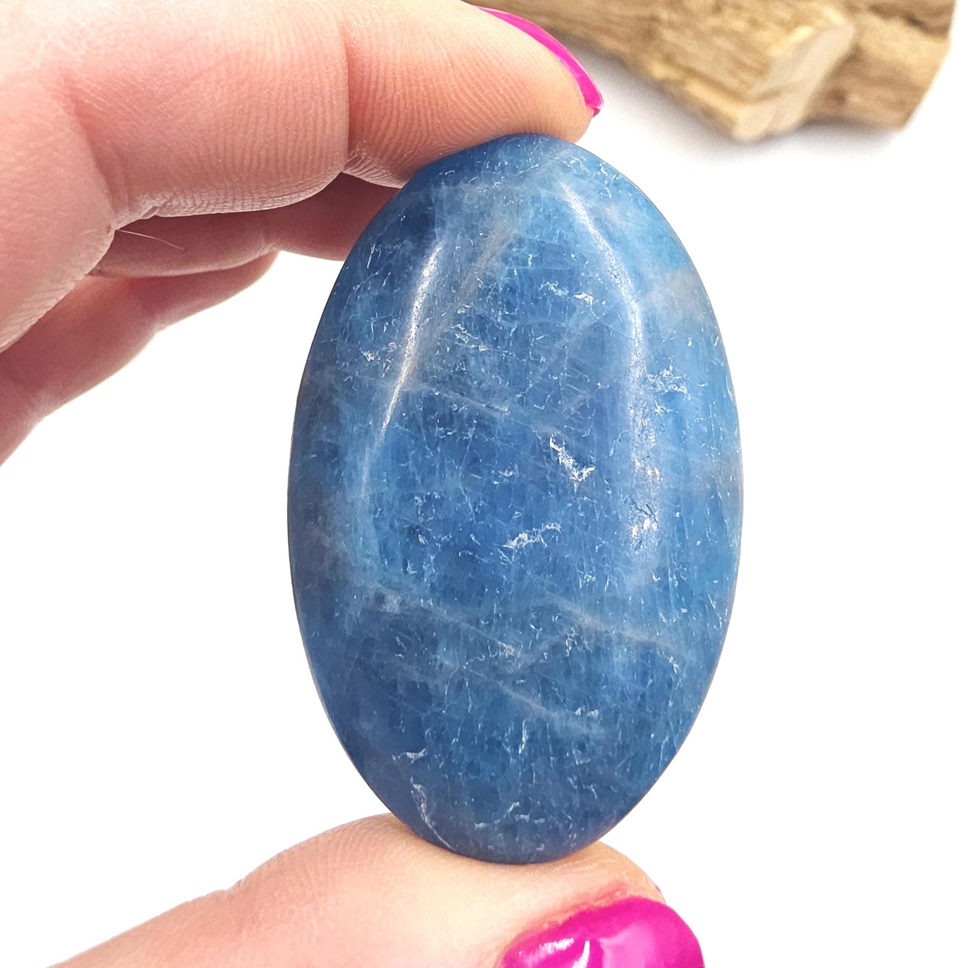 Blue Apatite Palm Stone - Motivation & Focus Healing Crystal - 55g