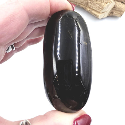 Dark Smoky Quartz Palm Stone – Grounding, Protection & Root Chakra Energy Crystal, 105g