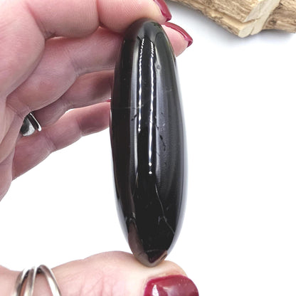 Dark Smoky Quartz Palm Stone – Grounding, Protection & Root Chakra Energy Crystal, 105g