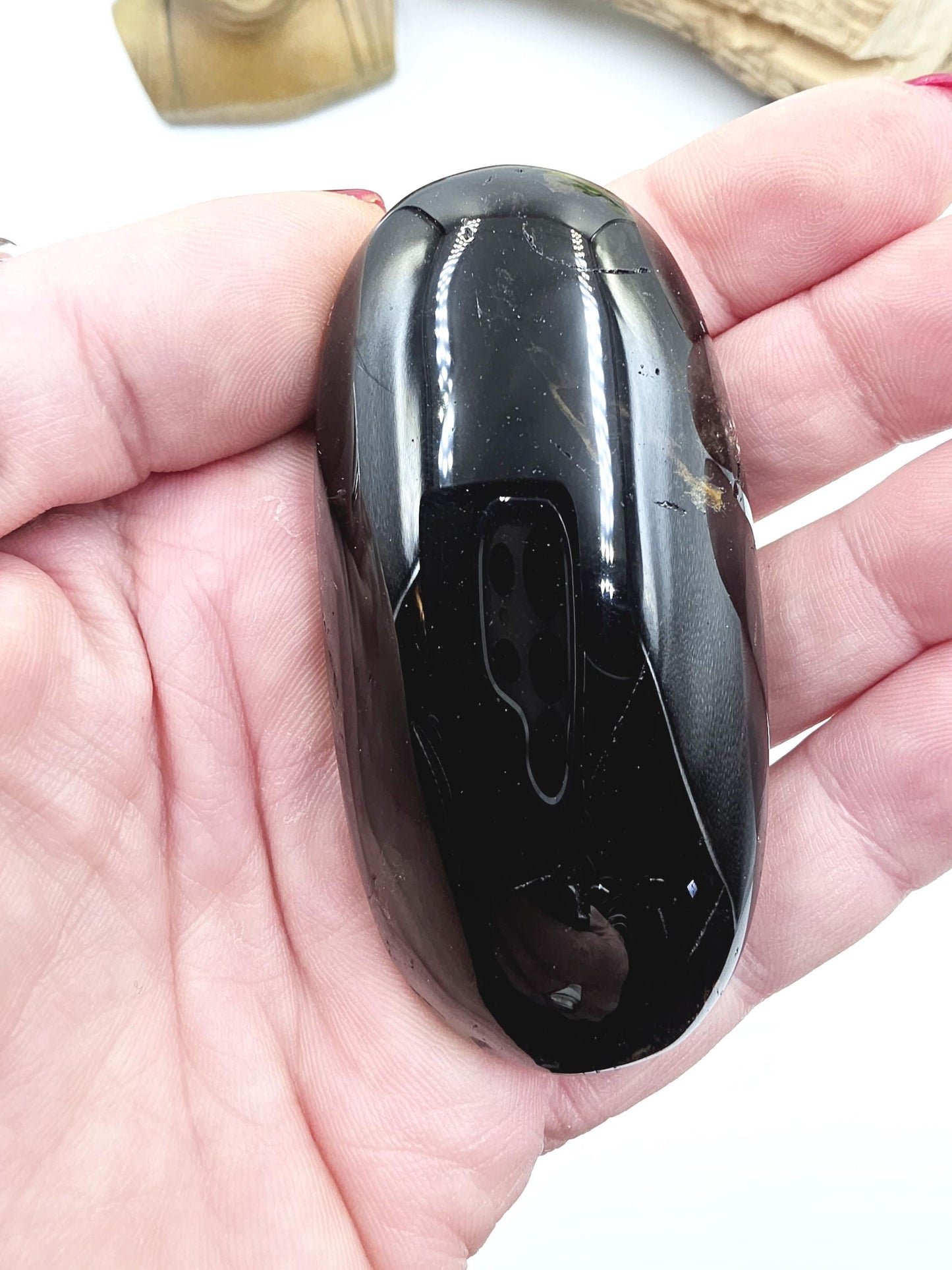 Dark Smoky Quartz Palm Stone – Grounding, Protection & Root Chakra Energy Crystal, 105g