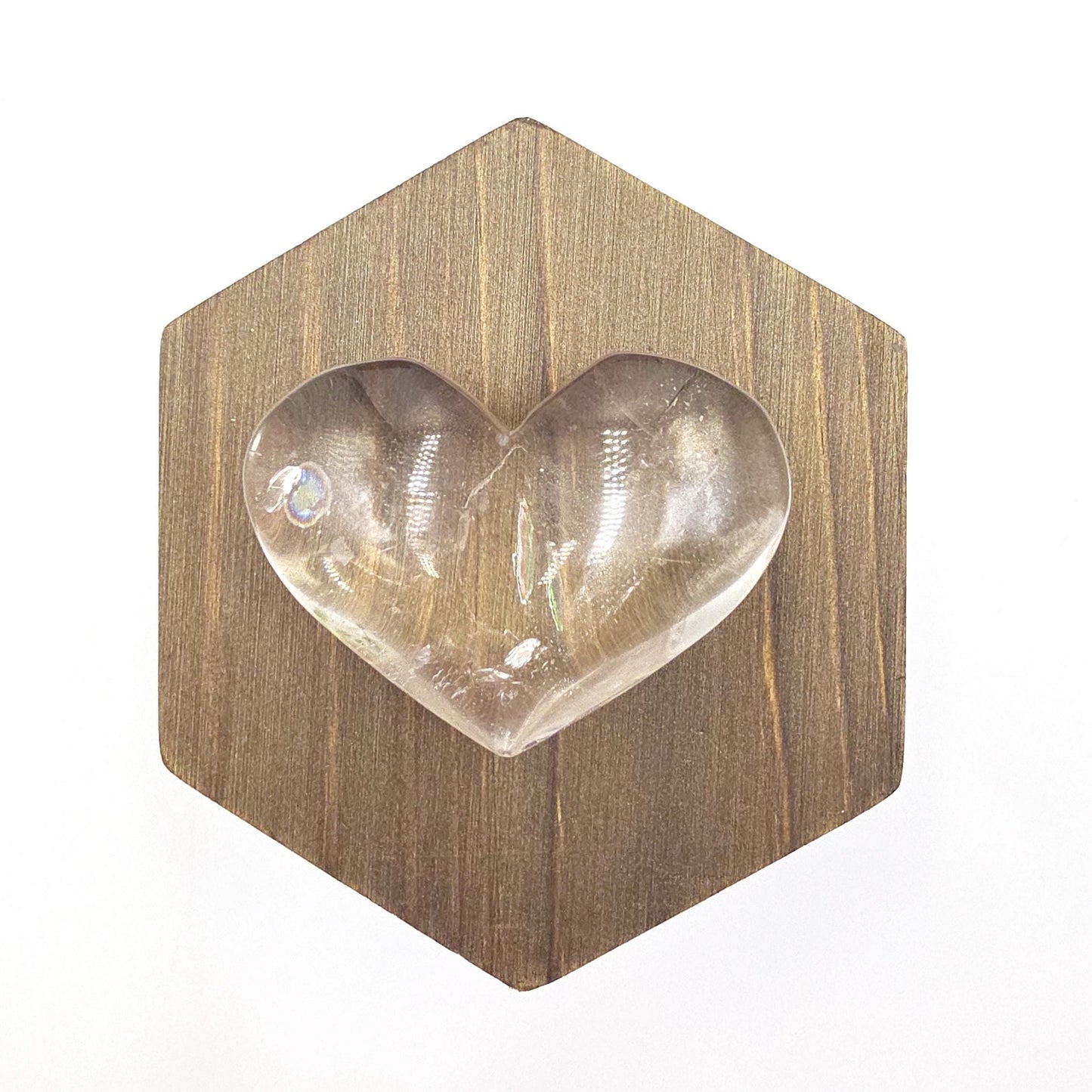 High Grade Clear Quartz Heart Carving with rainbows – Clarity, Energy Amplification & Healing Crystal, 60g