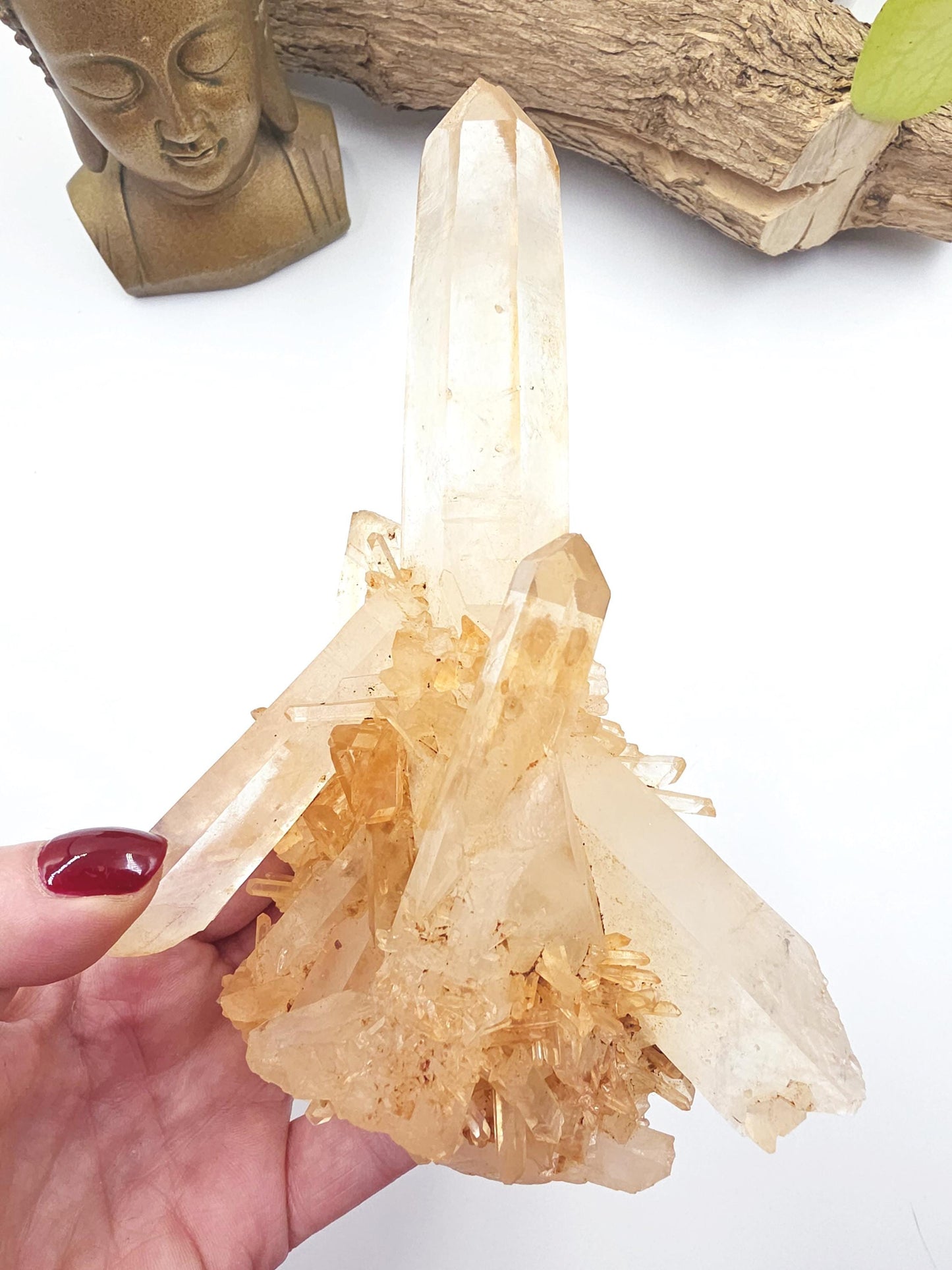 Large Raw Tangerine Quartz Cluster Specimen – Creativity, Confidence & Sacral Chakra Crystal, 770g