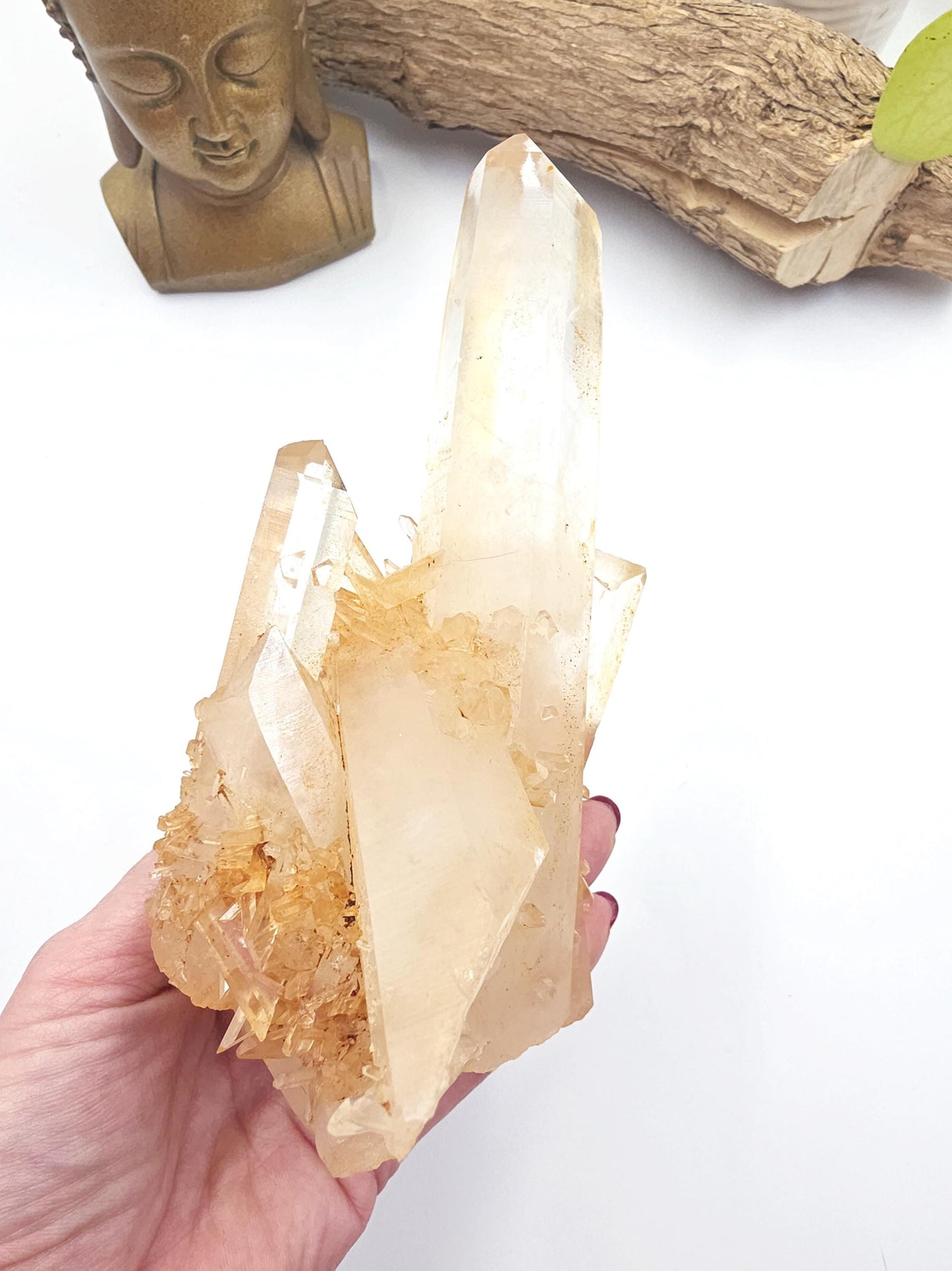 Large Raw Tangerine Quartz Cluster Specimen – Creativity, Confidence & Sacral Chakra Crystal, 770g