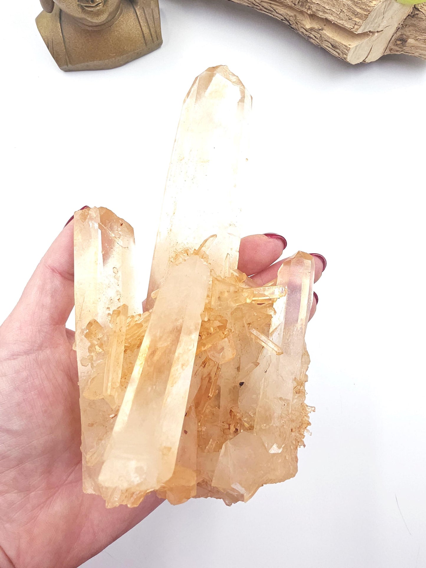 Large Raw Tangerine Quartz Cluster Specimen – Creativity, Confidence & Sacral Chakra Crystal, 770g