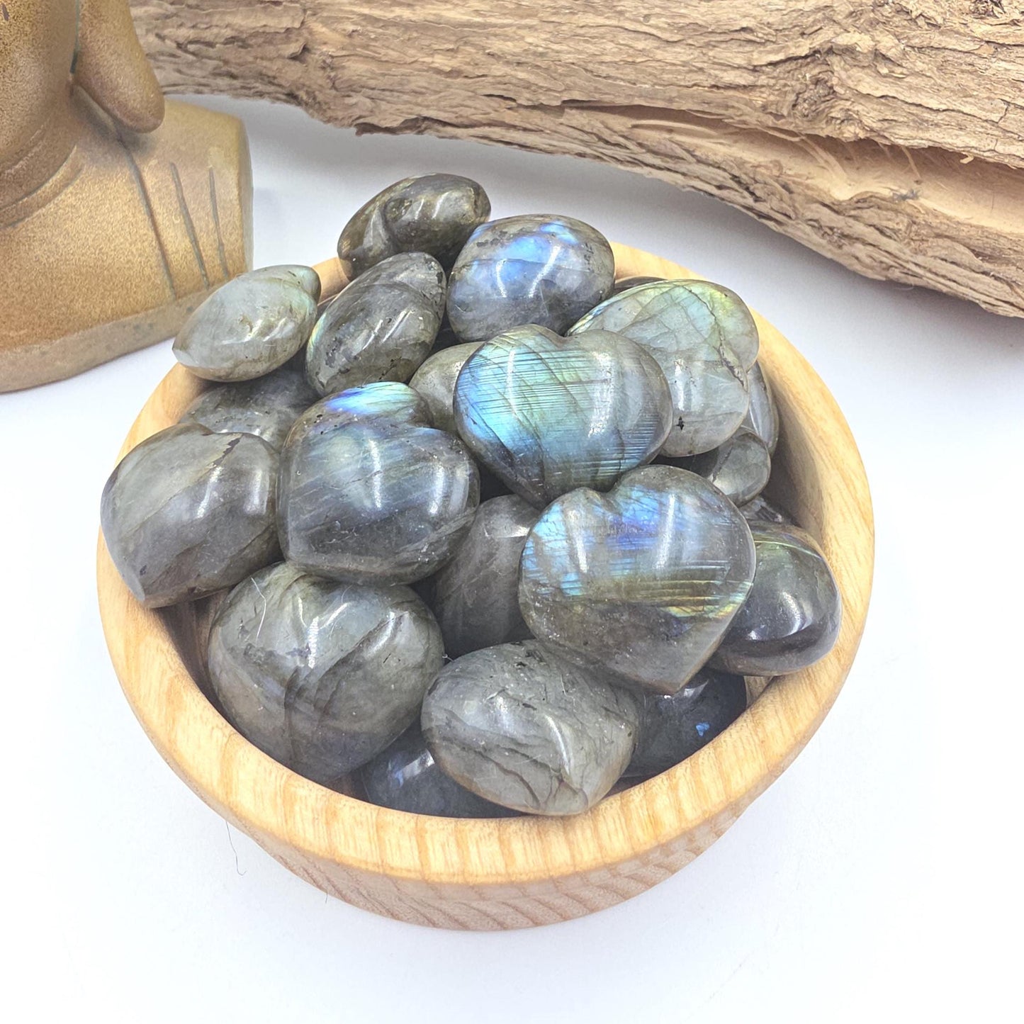 Labradorite Crystal Puff Hearts – Intuition, Protection & Transformation Healing Stone, 2-3cm