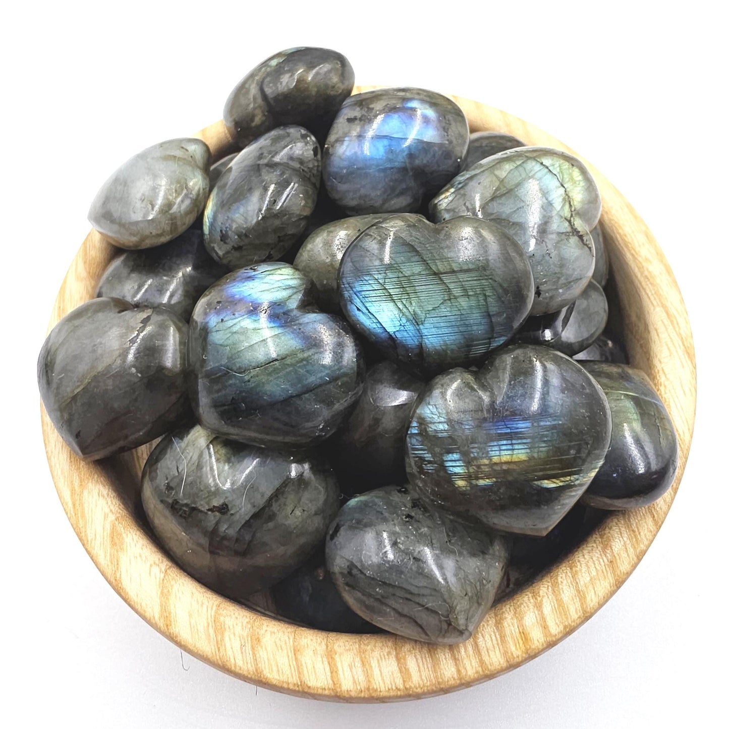 Labradorite Crystal Puff Hearts – Intuition, Protection & Transformation Healing Stone, 2-3cm