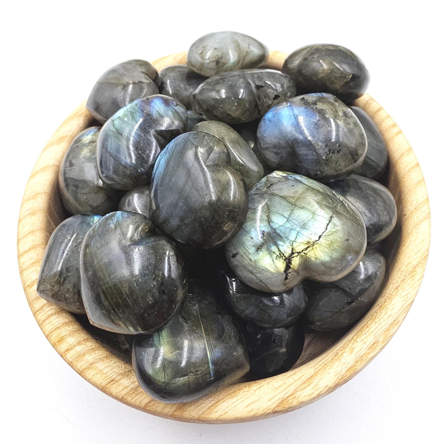 Labradorite Crystal Puff Hearts – Intuition, Protection & Transformation Healing Stone, 2-3cm
