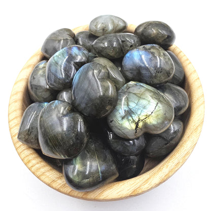 Labradorite Crystal Puff Hearts – Intuition, Protection & Transformation Healing Stone, 2-3cm