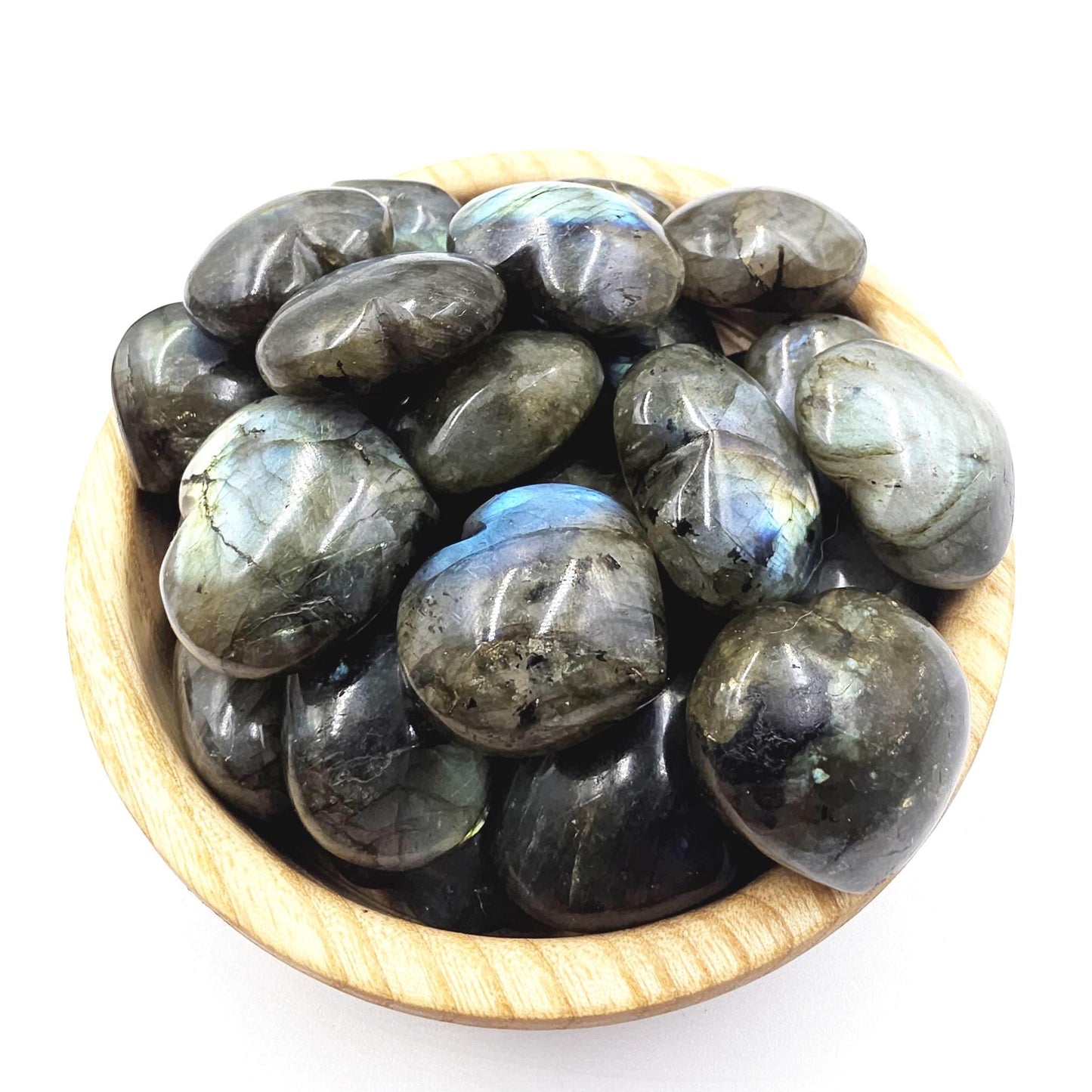 Labradorite Crystal Puff Hearts – Intuition, Protection & Transformation Healing Stone, 2-3cm