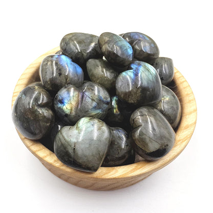 Labradorite Crystal Puff Hearts – Intuition, Protection & Transformation Healing Stone, 2-3cm