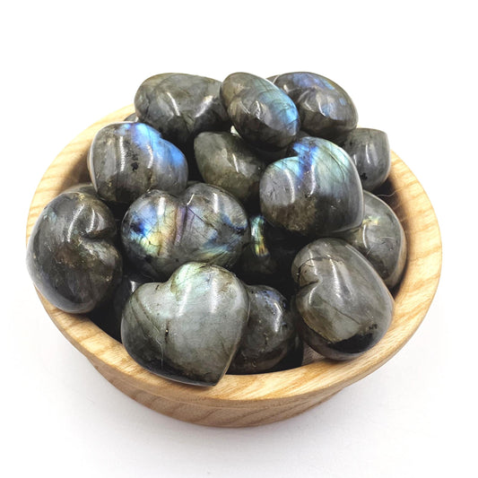 Labradorite Crystal Puff Hearts – Intuition, Protection & Transformation Healing Stone, 2-3cm