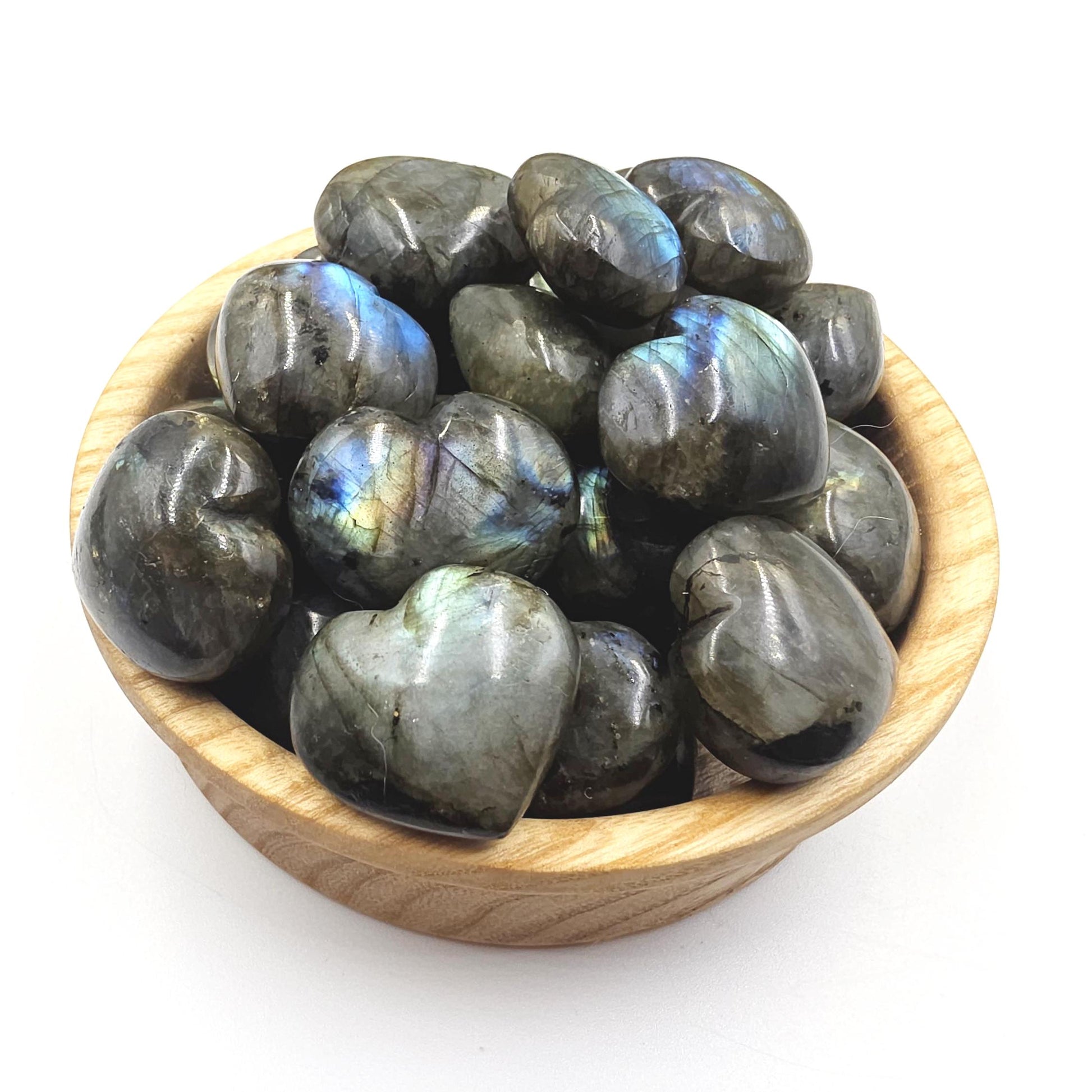 Labradorite Crystal Puff Hearts – Intuition, Protection & Transformation Healing Stone, 2-3cm