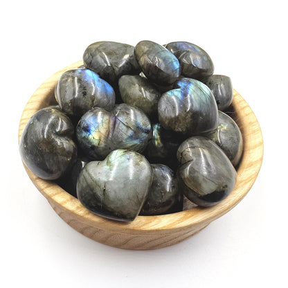 Labradorite Crystal Puff Hearts – Intuition, Protection & Transformation Healing Stone, 2-3cm