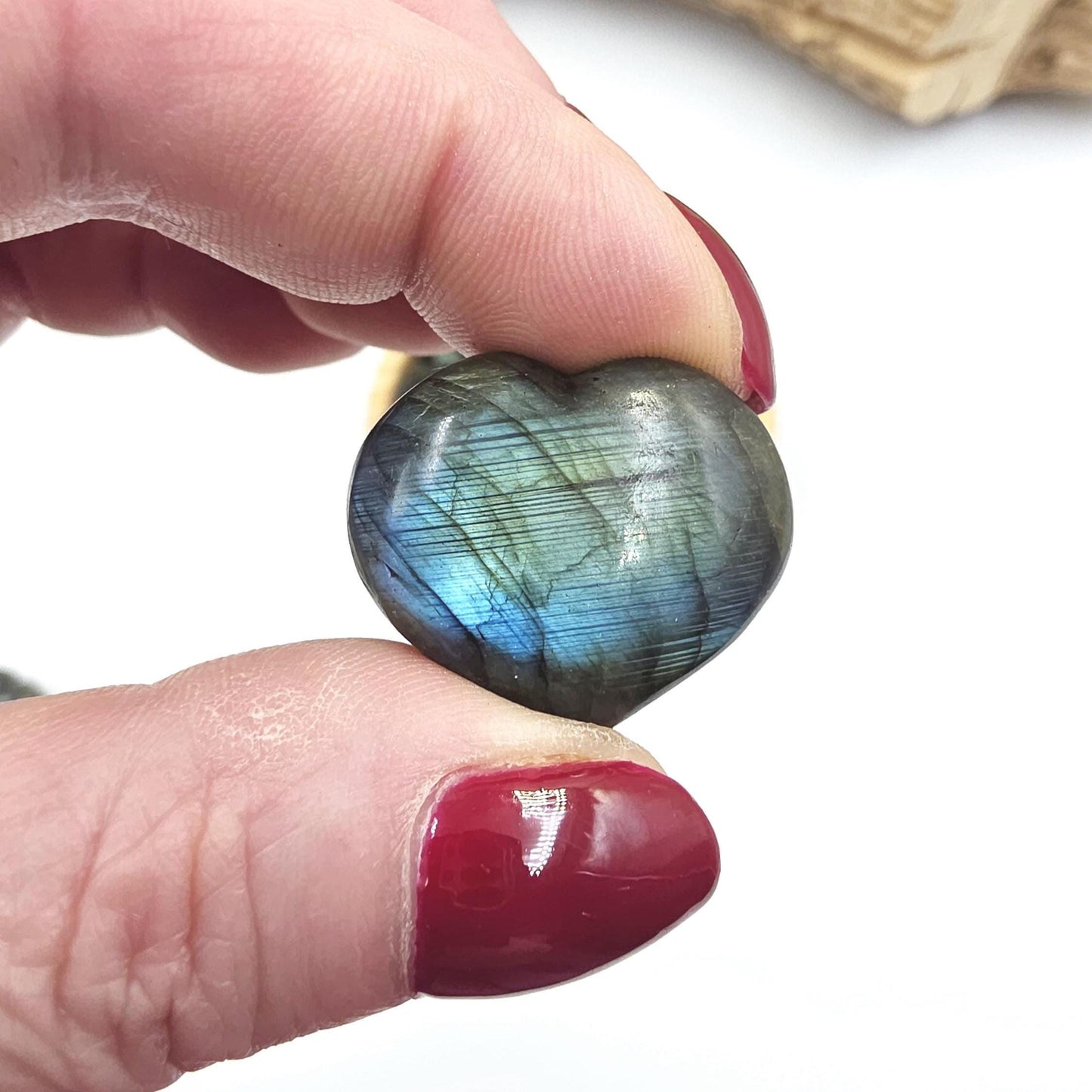 Labradorite Crystal Puff Hearts – Intuition, Protection & Transformation Healing Stone, 2-3cm