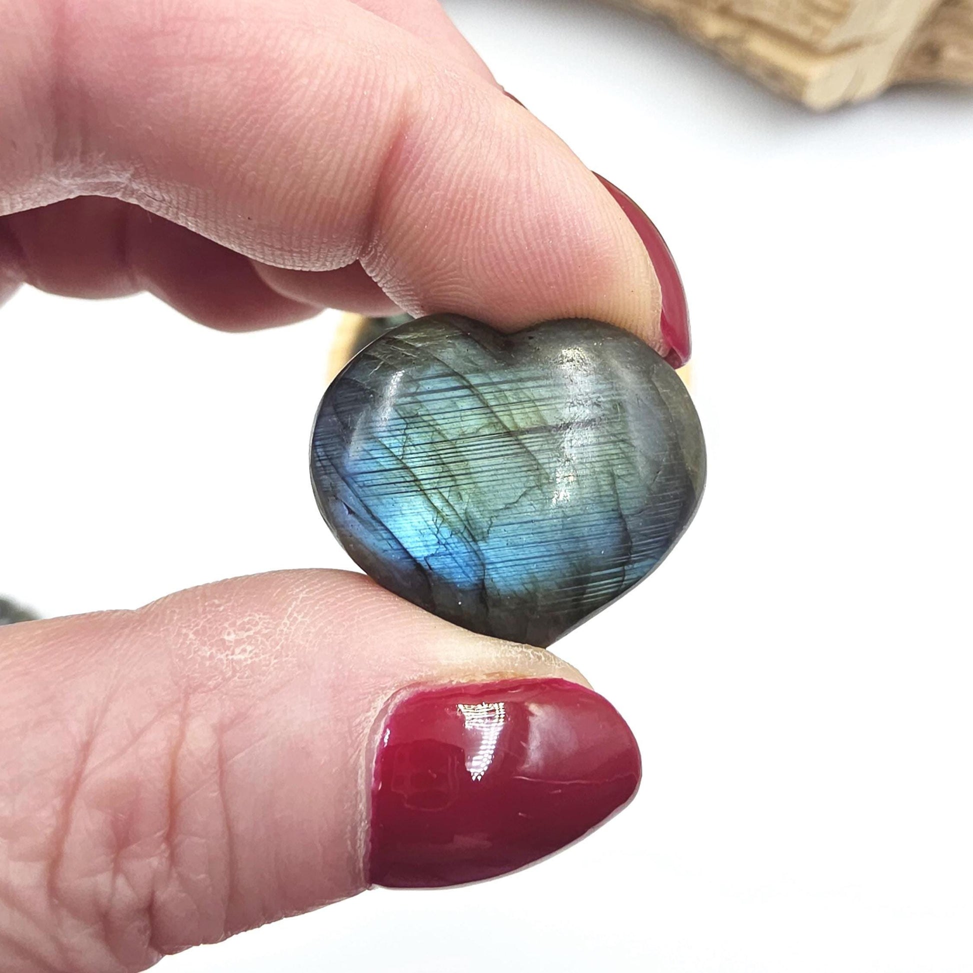 Labradorite Crystal Puff Hearts – Intuition, Protection & Transformation Healing Stone, 2-3cm