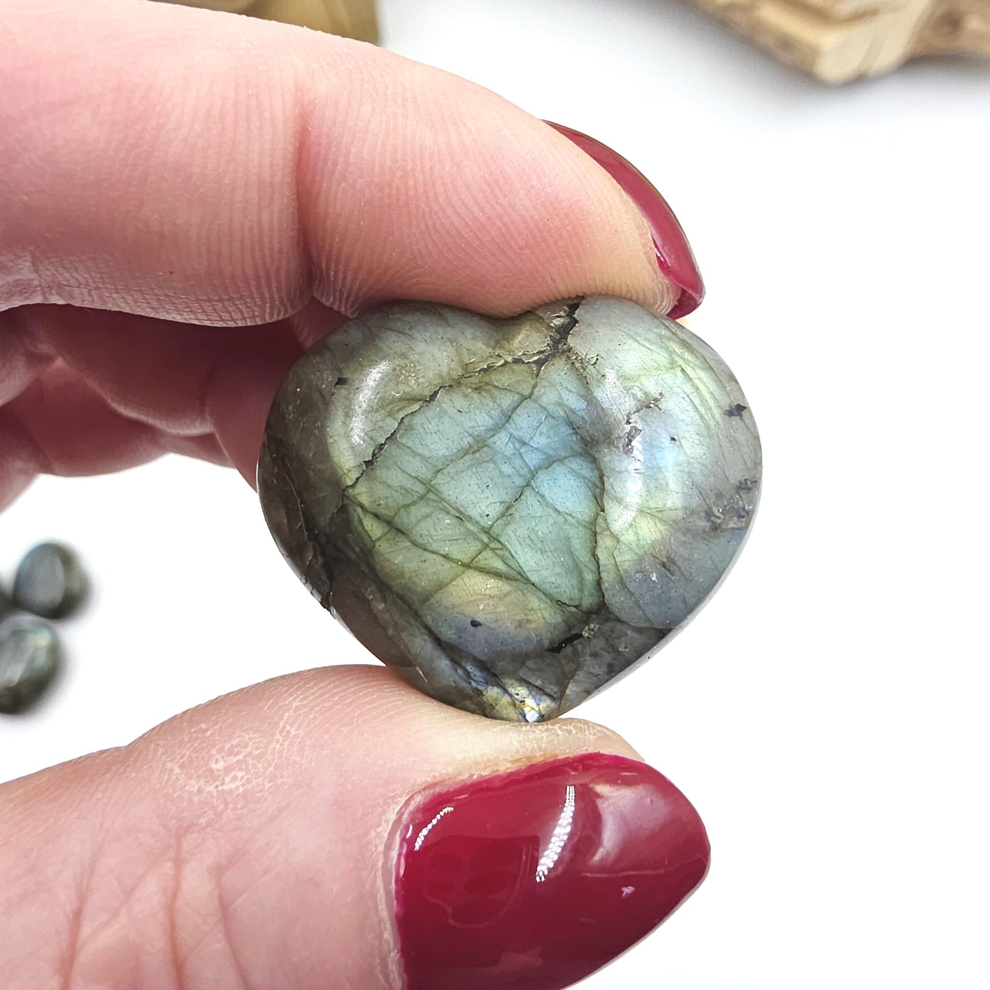 Labradorite Crystal Puff Hearts – Intuition, Protection & Transformation Healing Stone, 2-3cm
