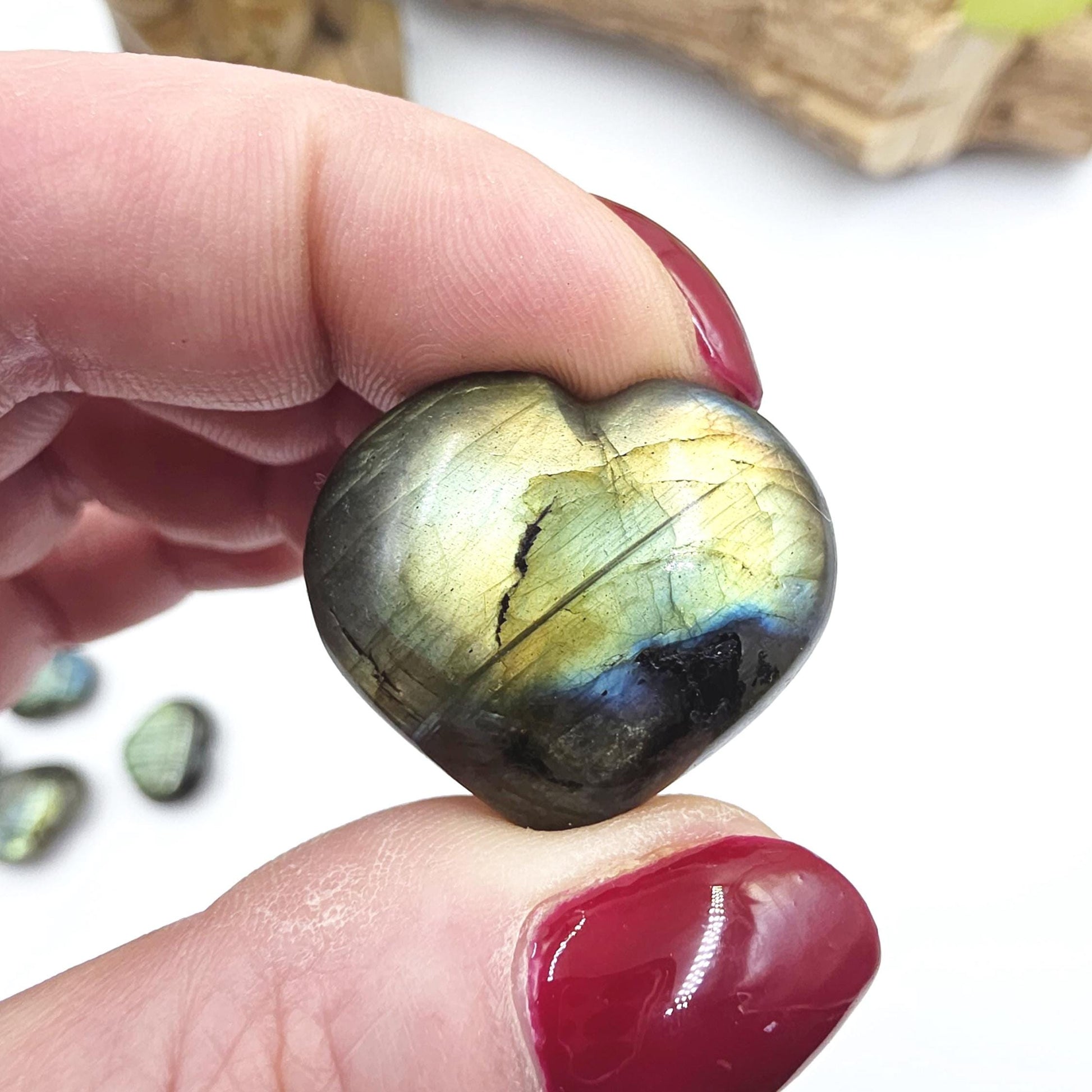 Labradorite Crystal Puff Hearts – Intuition, Protection & Transformation Healing Stone, 2-3cm