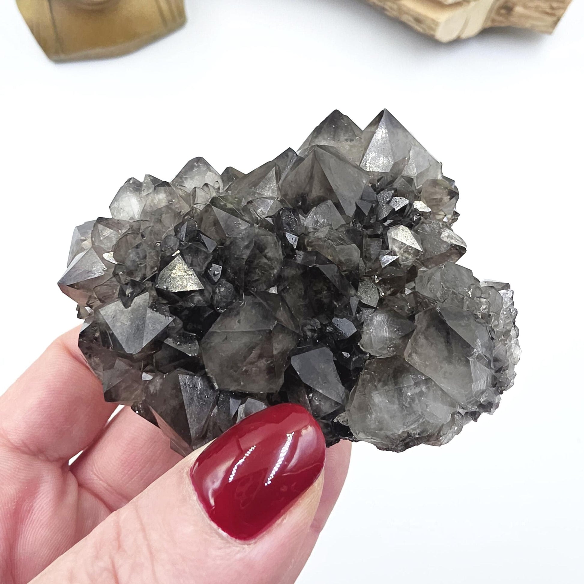 Large Rare Black Spirit Quartz Cluster - Protective & Spiritual Growth Crystal - 235g