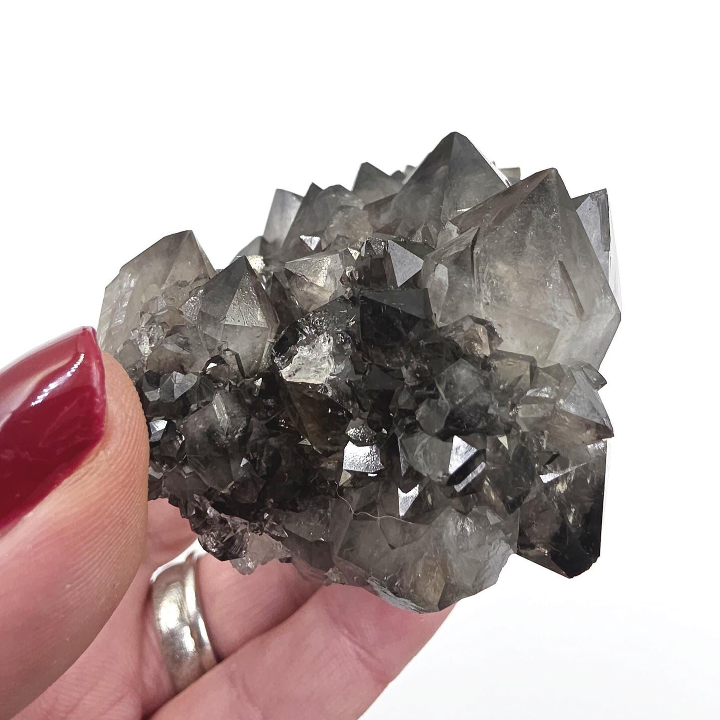 Large Rare Black Spirit Quartz Cluster - Protective & Spiritual Growth Crystal - 235g