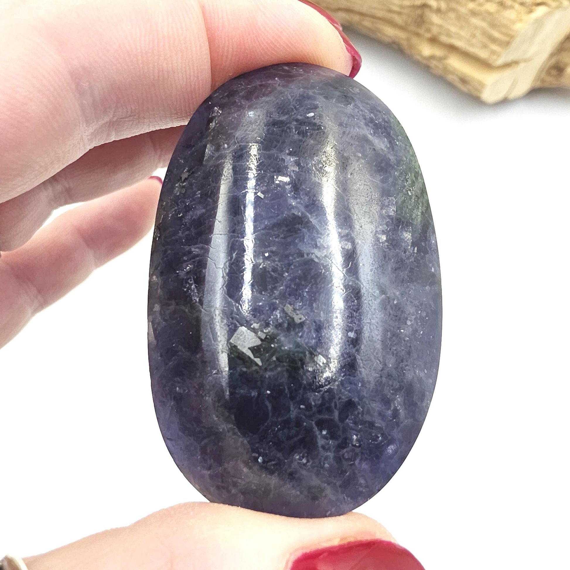 Iolite (Cordierite) Palm Stone – Intuition, Insight & Third Eye Chakra Crystal, 65g