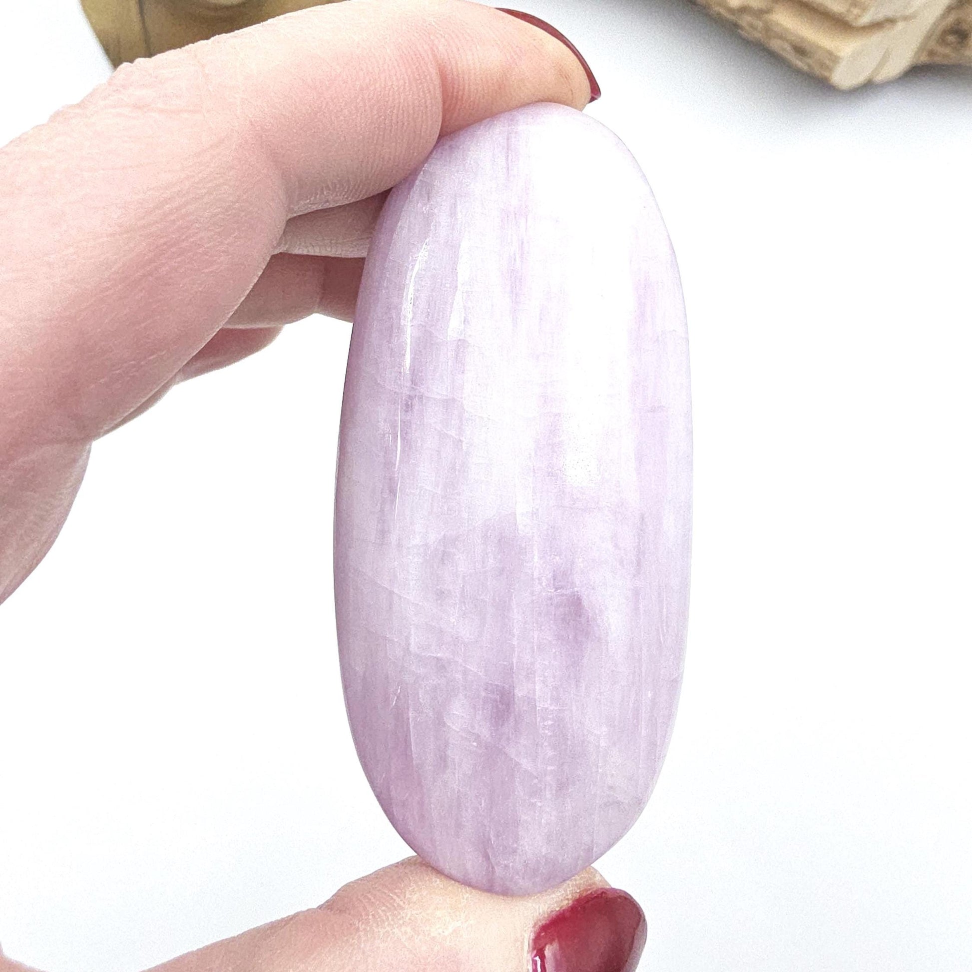 Large Kunzite Crystal Palm Stone - Heart Chakra & Emotional Healing Crystal - 90g