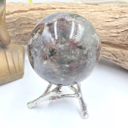 High Grade Dense Garden Quartz (Lodolite) Sphere – Manifestation, Earth Wisdom & Rainbow Energy Crystal, 54mm