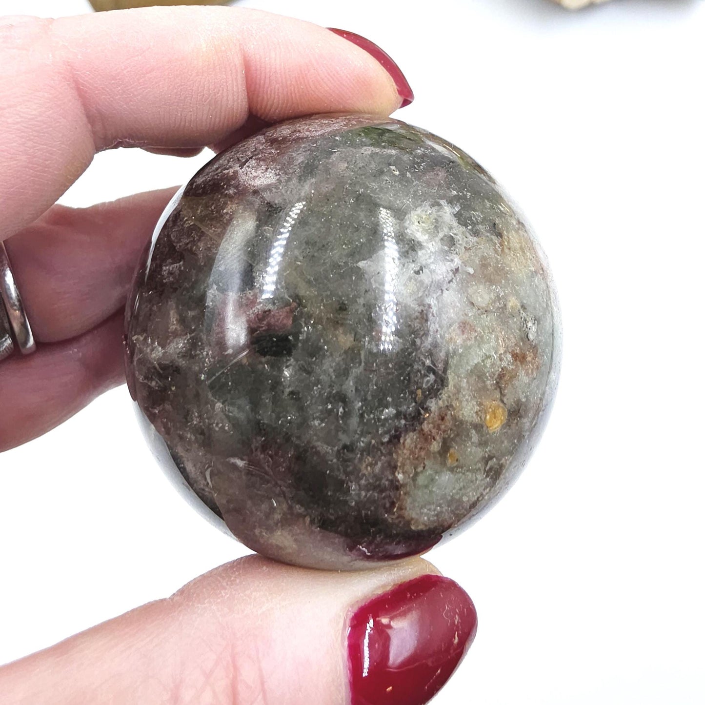 High Grade Dense Garden Quartz (Lodolite) Sphere – Manifestation, Earth Wisdom & Rainbow Energy Crystal, 54mm