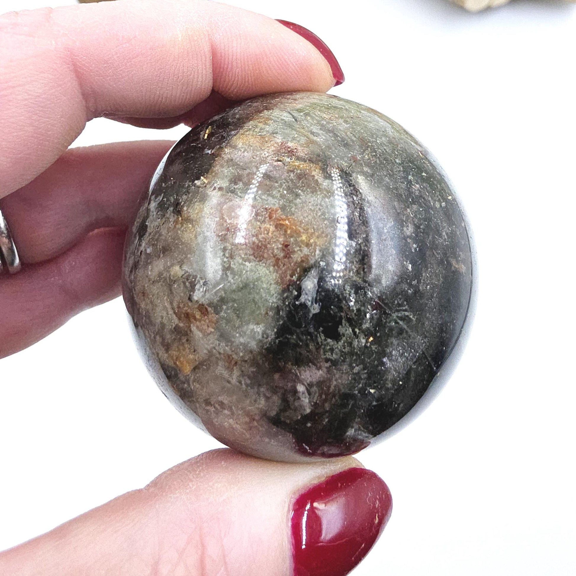 High Grade Dense Garden Quartz (Lodolite) Sphere – Manifestation, Earth Wisdom & Rainbow Energy Crystal, 54mm