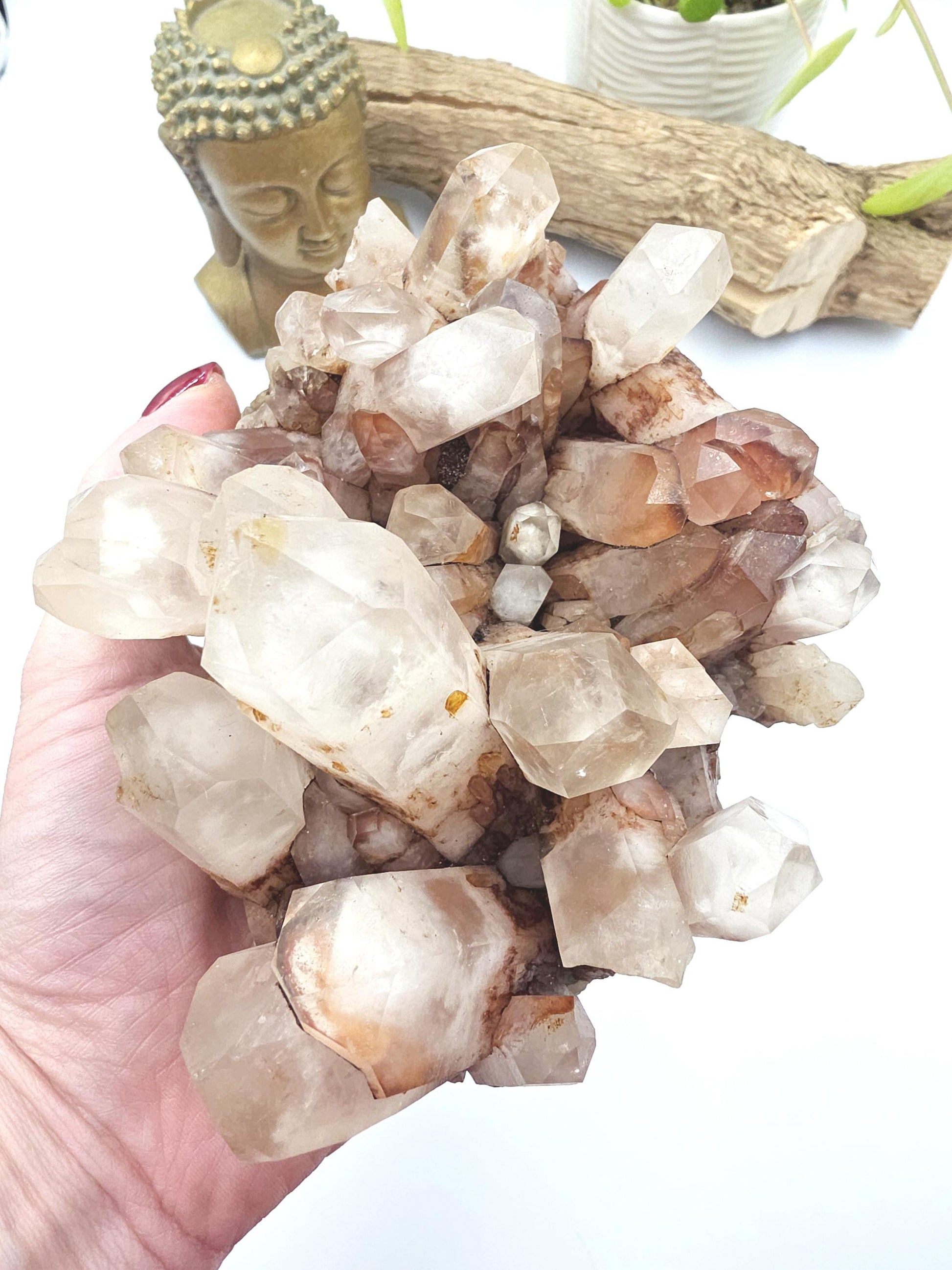 Large Raw Fire Quartz Cluster – Strength, Confidence & Root Chakra Energy Crystal, 1280g