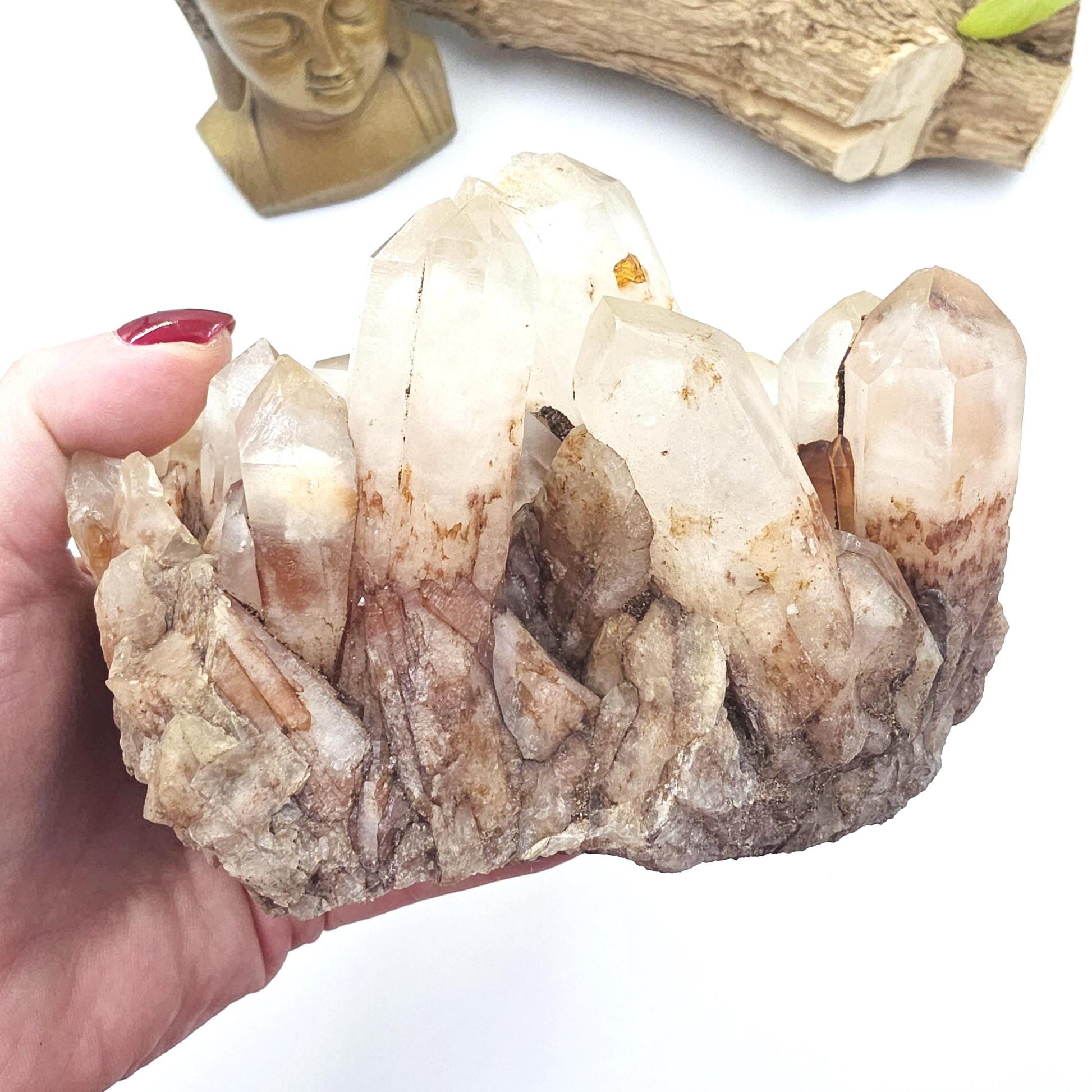 Large Raw Fire Quartz Cluster – Strength, Confidence & Root Chakra Energy Crystal, 1280g