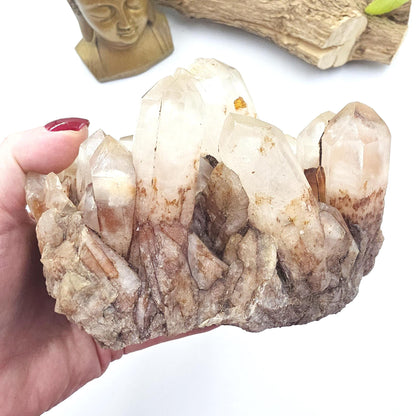 Large Raw Fire Quartz Cluster – Strength, Confidence & Root Chakra Energy Crystal, 1280g