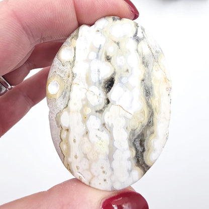Orbicular Ocean Jasper Palm - Joy & Renewal Healing Crystal, 65g