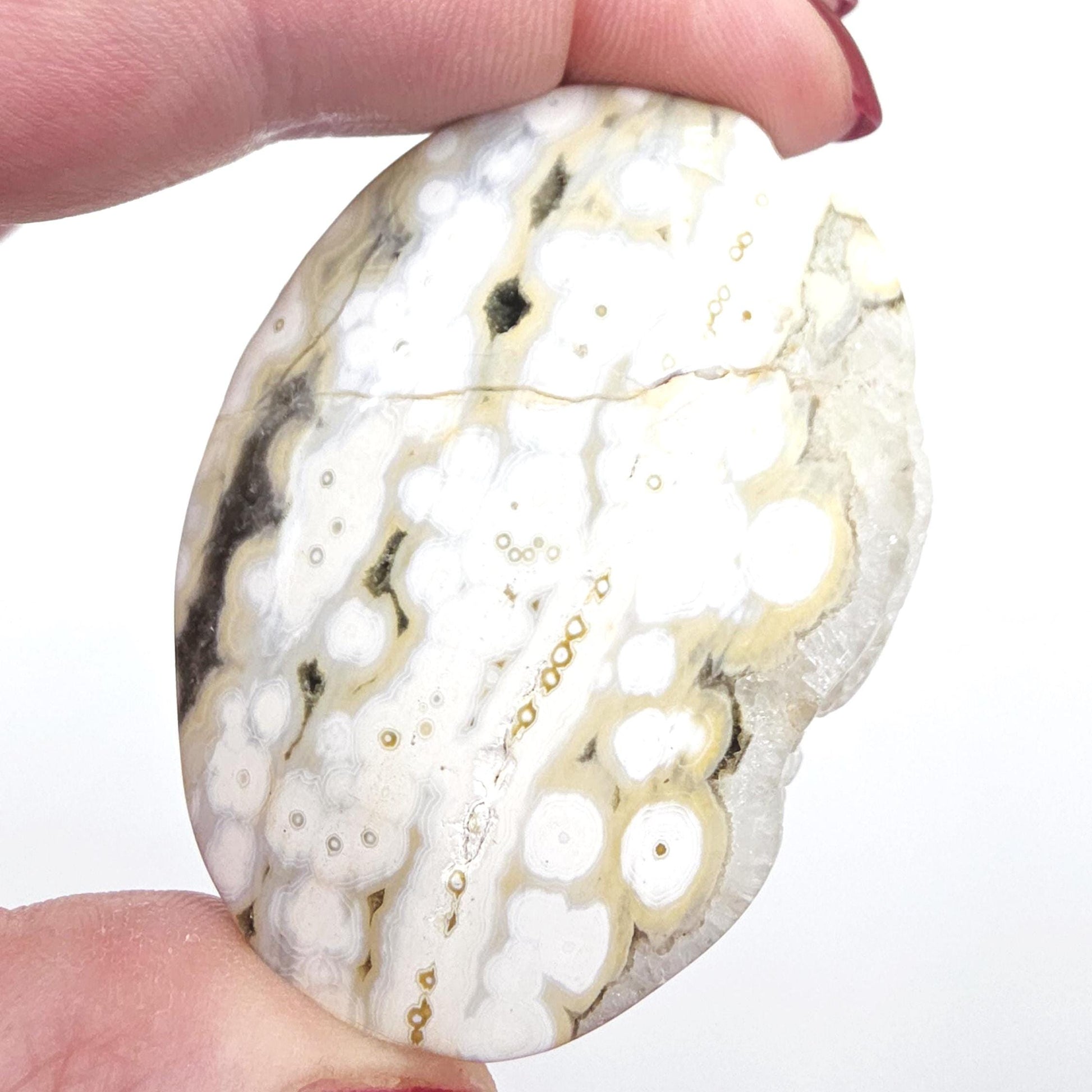 Orbicular Ocean Jasper Palm - Joy & Renewal Healing Crystal, 65g
