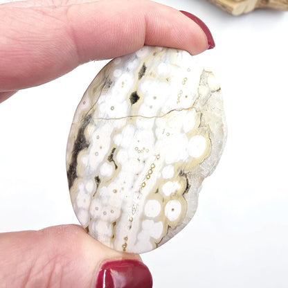 Orbicular Ocean Jasper Palm - Joy & Renewal Healing Crystal, 65g