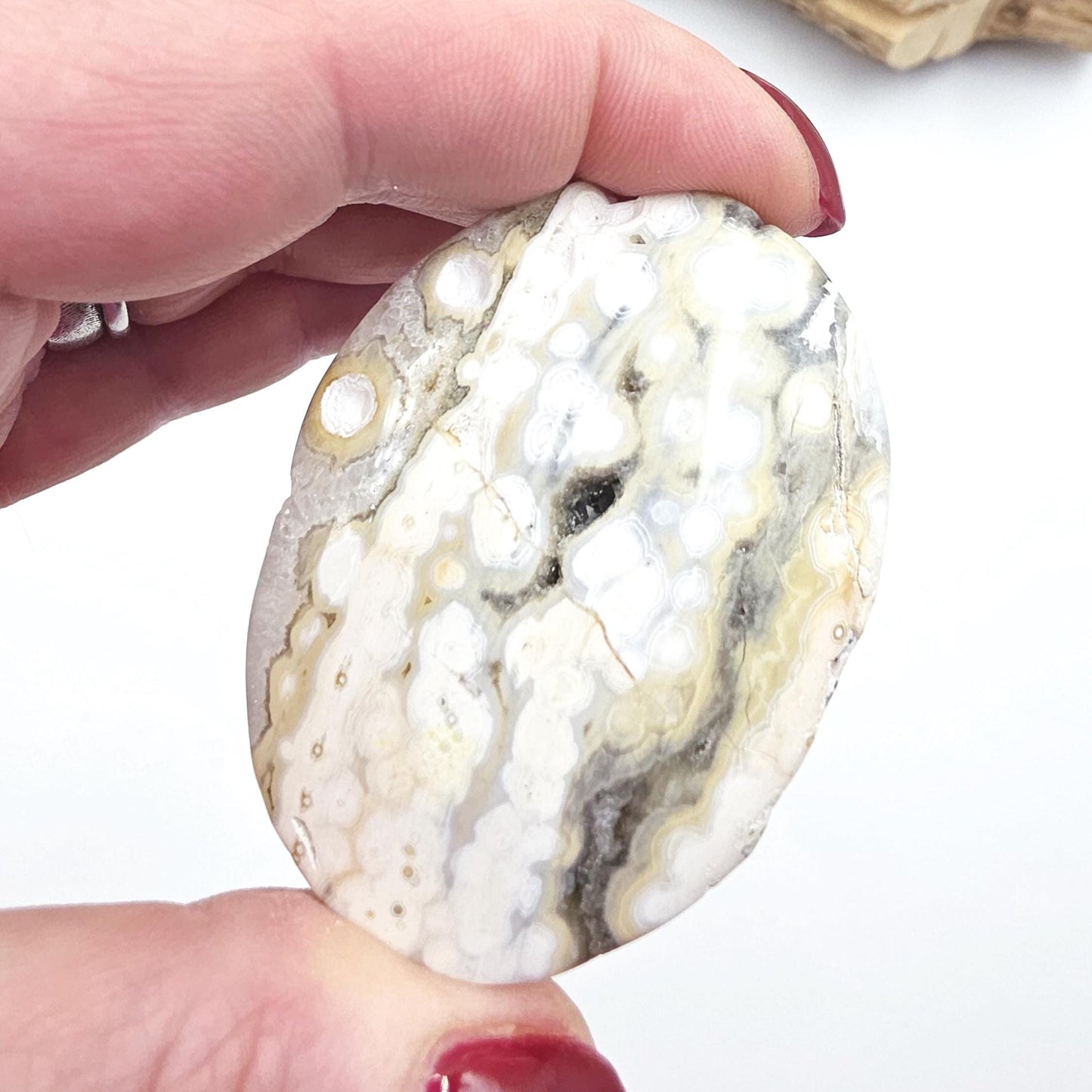 Orbicular Ocean Jasper Palm - Joy & Renewal Healing Crystal, 65g
